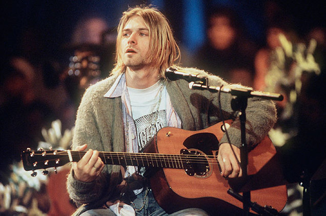 "Frank Micelotta" Kurt Cobain of Nirvana during the taping of MTV Unplugged at Sony Studios in New York City, 11/18/93.